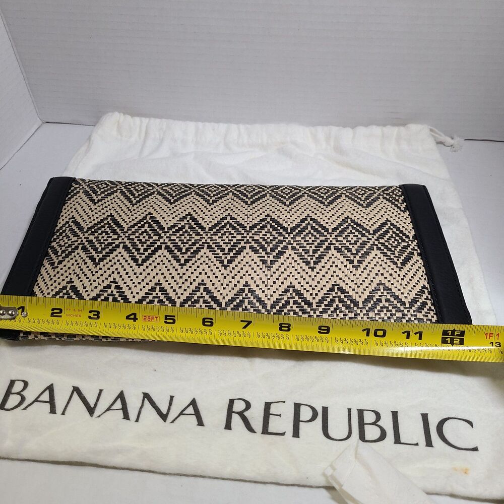 Banana Republic 12" Natural Fiber Boho Chevron Clutch Bag + Dust Bag